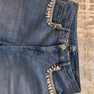 INC International Concepts Women's High Rise Blue Jeans with Embellishments